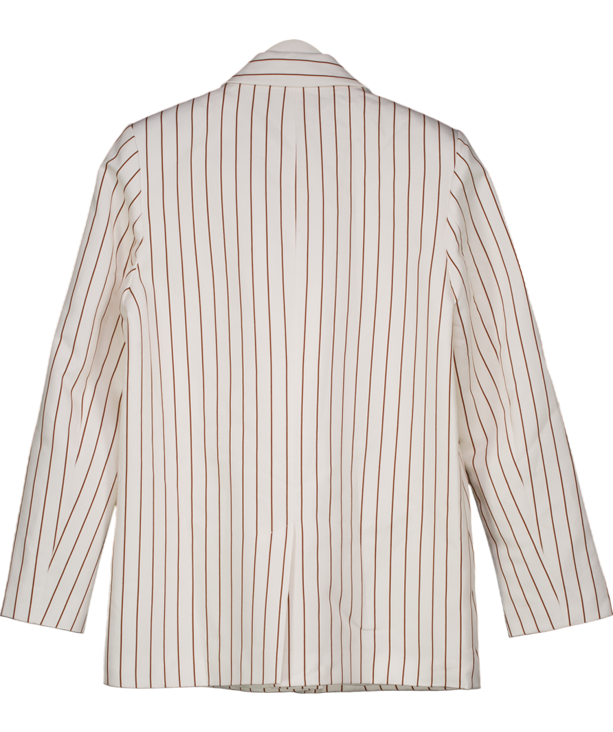 River Island White Stripe Oversized Blazer UK 10