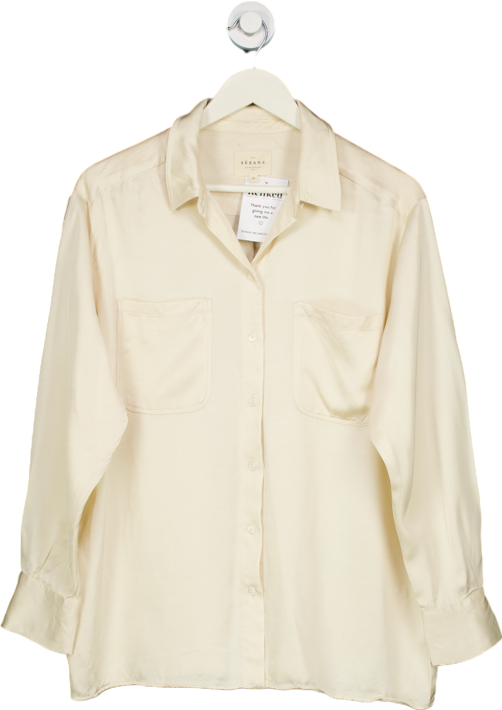 Sézane Cream Silk Shirt UK M