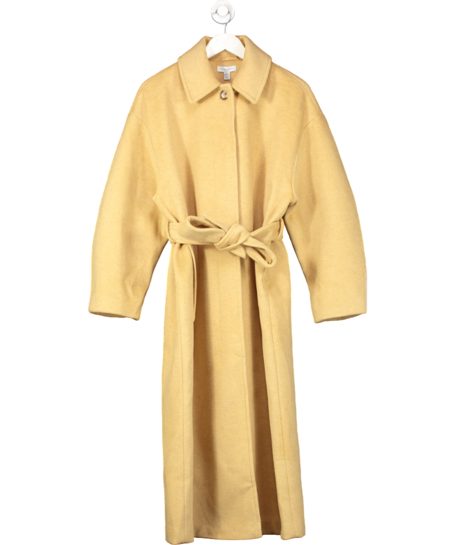 Topshop Belted Long Line Formal Coat In Buttermilk Uk 8/10 UK S