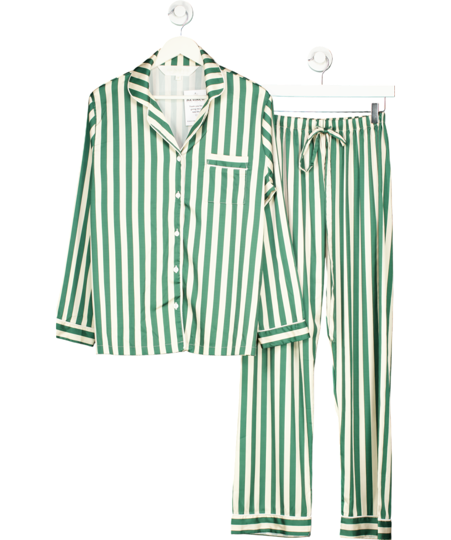 The NAP Co. Green Satin Stretch Stripe Pyjamas UK S