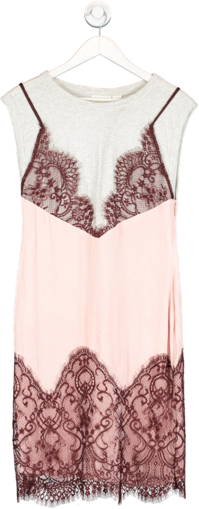 Anthropologie Multicoloured Maeve Lace Layered Sleeveless T Shirt Slip Dress UK S