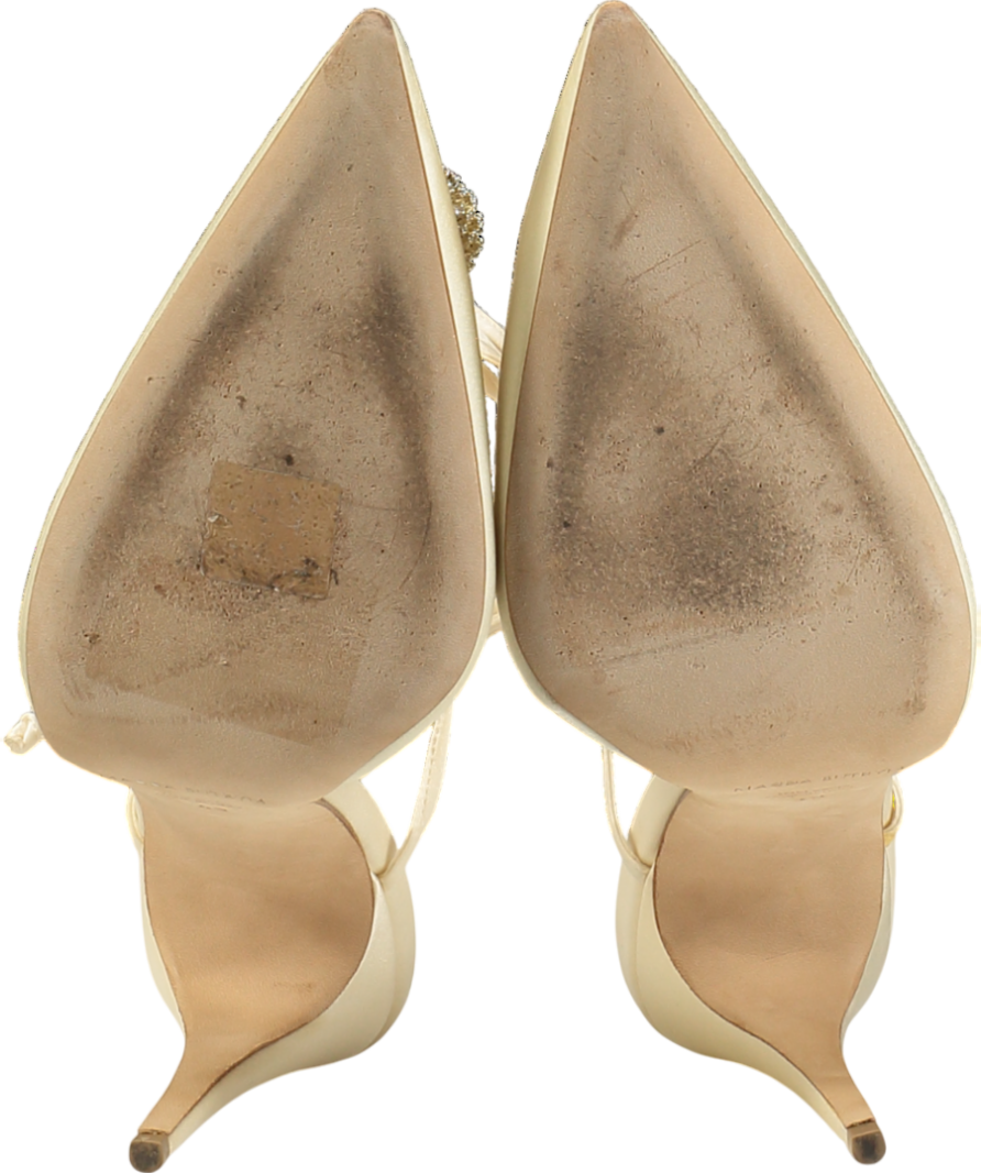 Magda Butrym Cream Crystal Embellished Satin Pumps UK 7 EU 40 👠