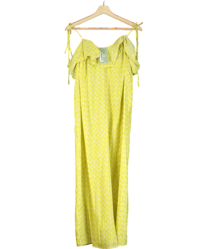 H&M Yellow Frill-trimmed Strappy Dress UK XS