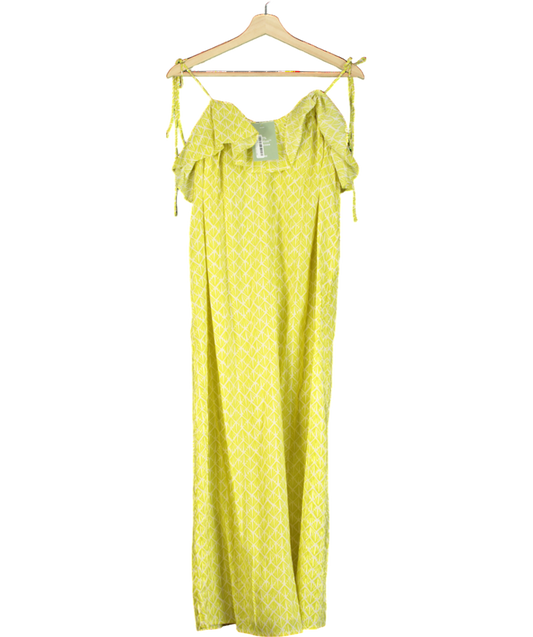 H&M Yellow Frill-trimmed Strappy Dress UK XS