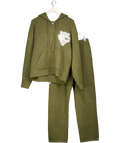 The Couture Club Green Fluffy Knit Zip Through Hoodie And Joggers UK S