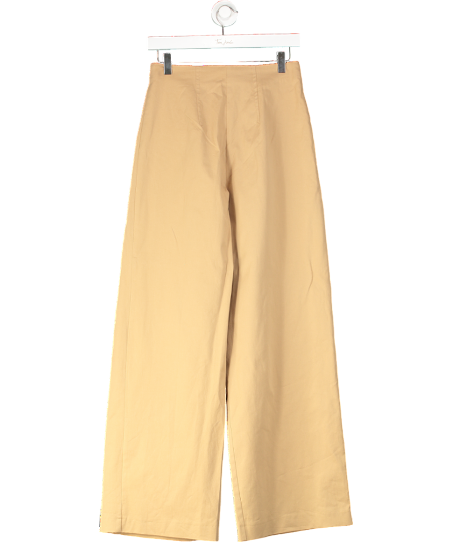 River Island Beige High Waisted Wide Leg Trousers UK 8