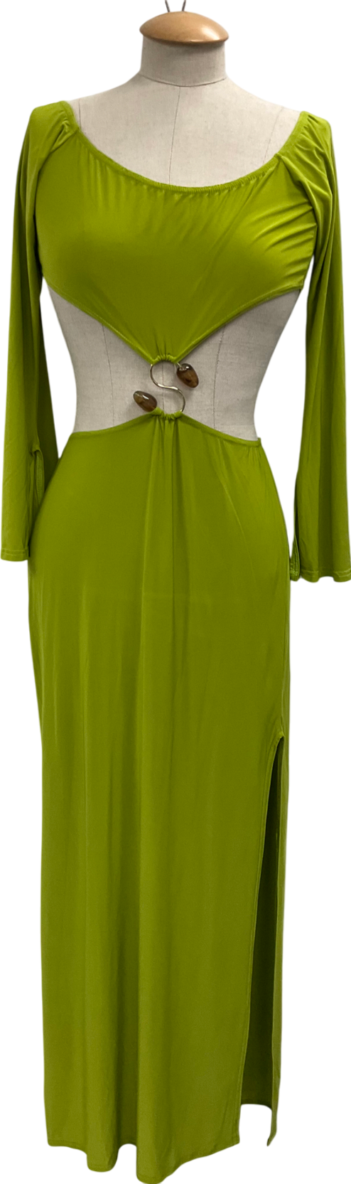 boohoo Green Molly Smith Cut Out Trim Detail Maxi Dress UK 10