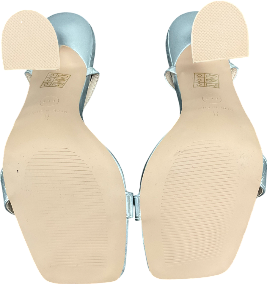 PrettyLittleThing Metallic Square Toe Heeled Sandals UK 8 EU 41 👠