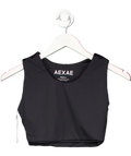 AEXAE Black Double Layer Cropped Vest Top UK S