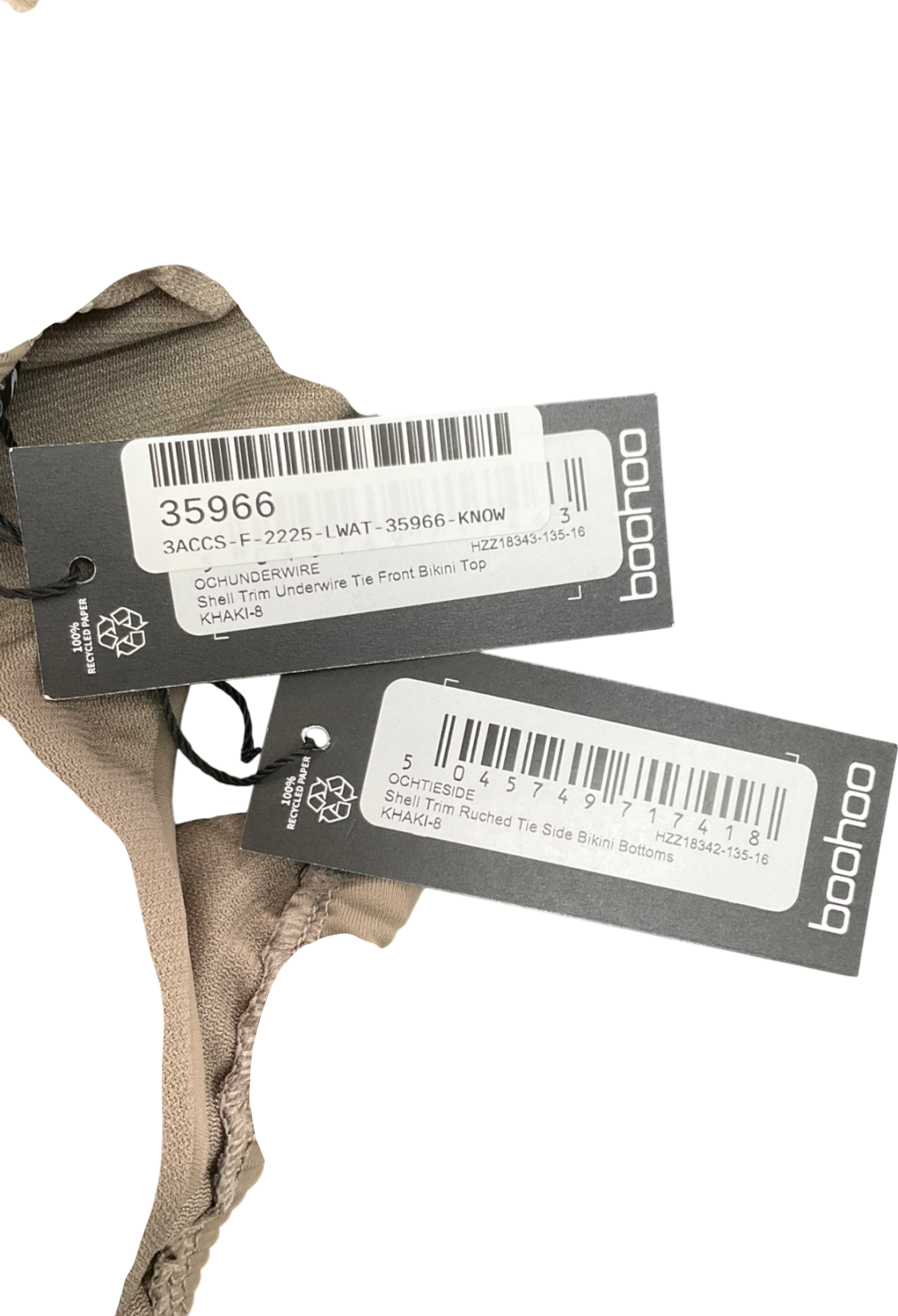 boohoo Green Starfish Shell Charm Trim Underwired Tie Front Bikini UK 8