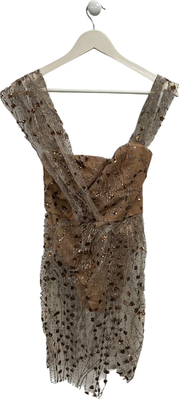 DMZ Nude Glitter Mini Dress UK S