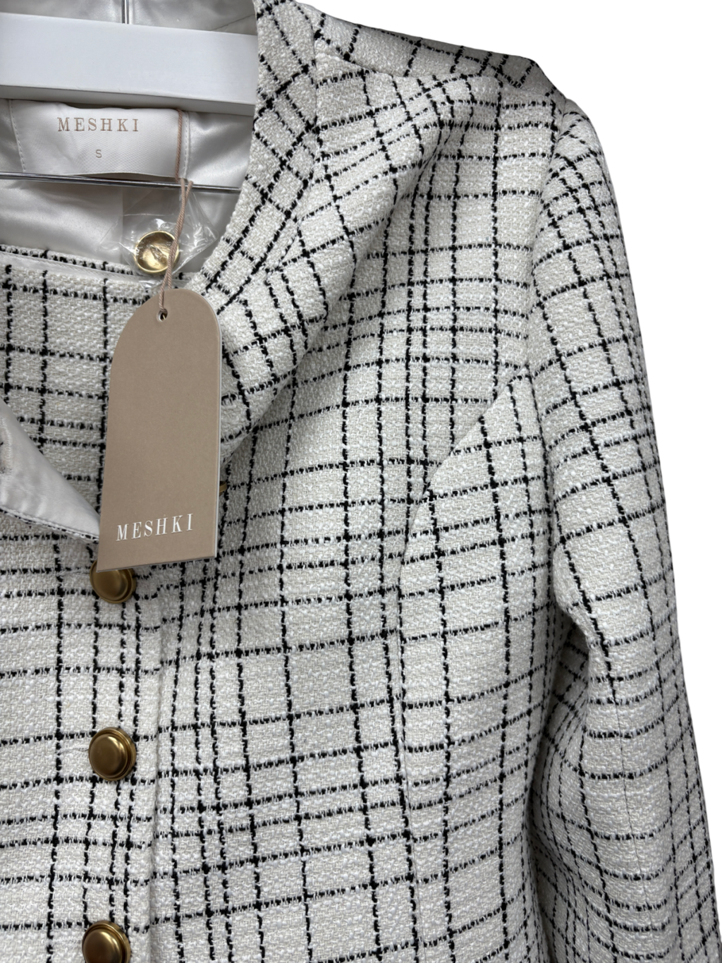 Meshki White Priscilla Tweed Jacket And Mini Skirt UK S