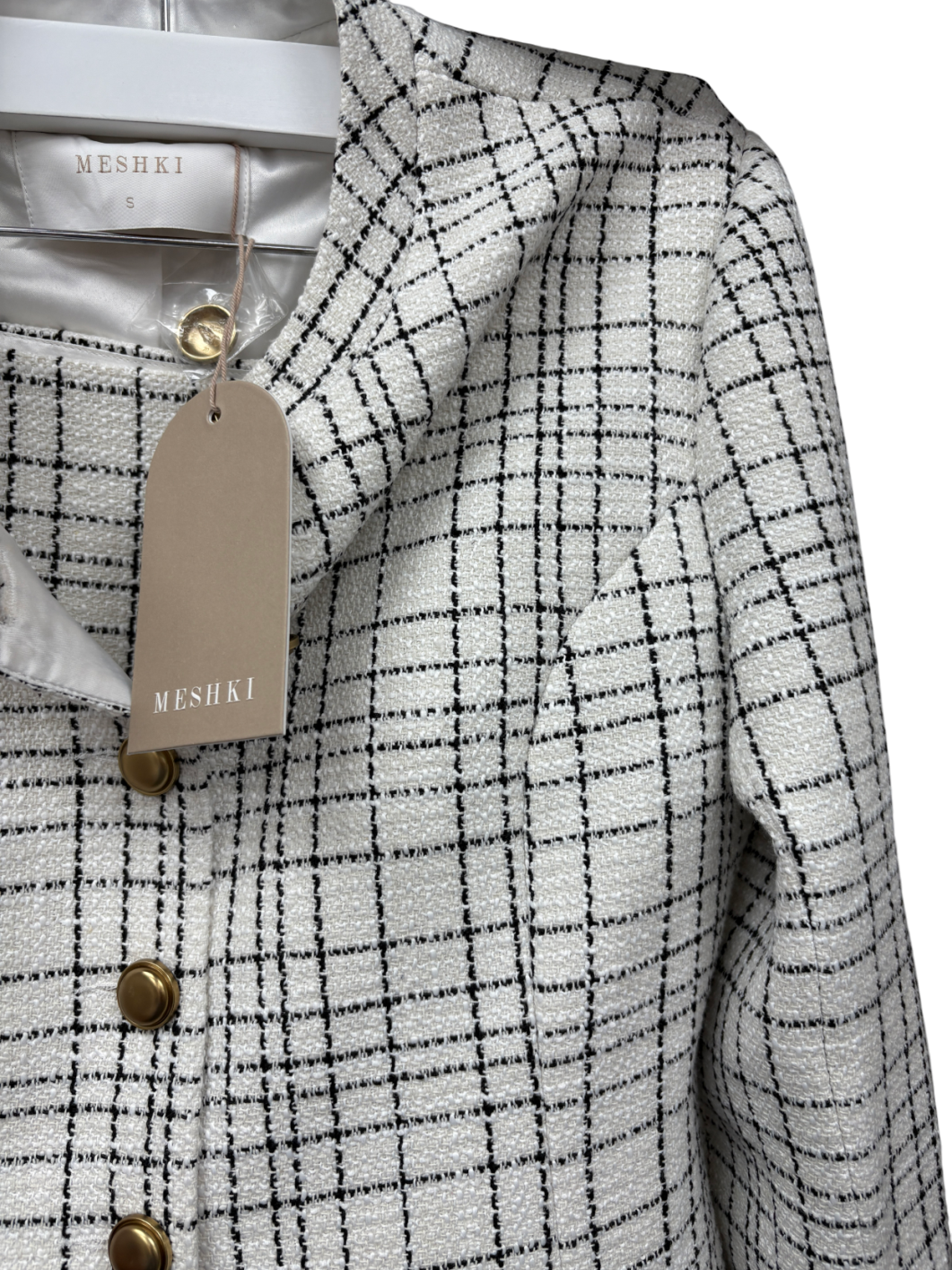 Meshki White Priscilla Tweed Jacket And Mini Skirt UK S