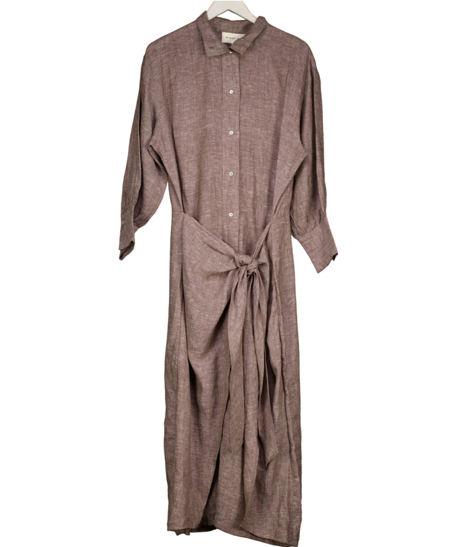 WIGGY KIT Brown Linen Sarong Shirt Dress (driftwood) UK S