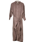 WIGGY KIT Brown Linen Sarong Shirt Dress (driftwood) UK S