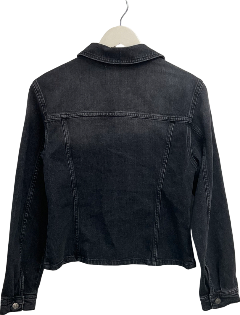 NA-KD Black Long Sleeve Fitted Denim Shirt UK 6