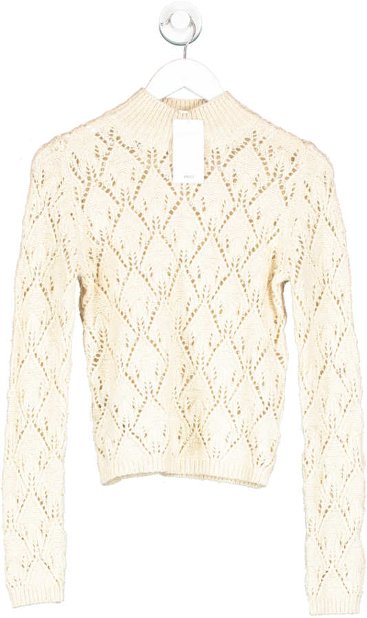 MANGO Cream Open Work-detail Sweater BNWT UK M