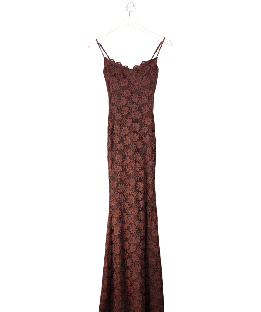 Wanderdoll Brown Leah Lace Maxi Dress | Chocolate UK XS