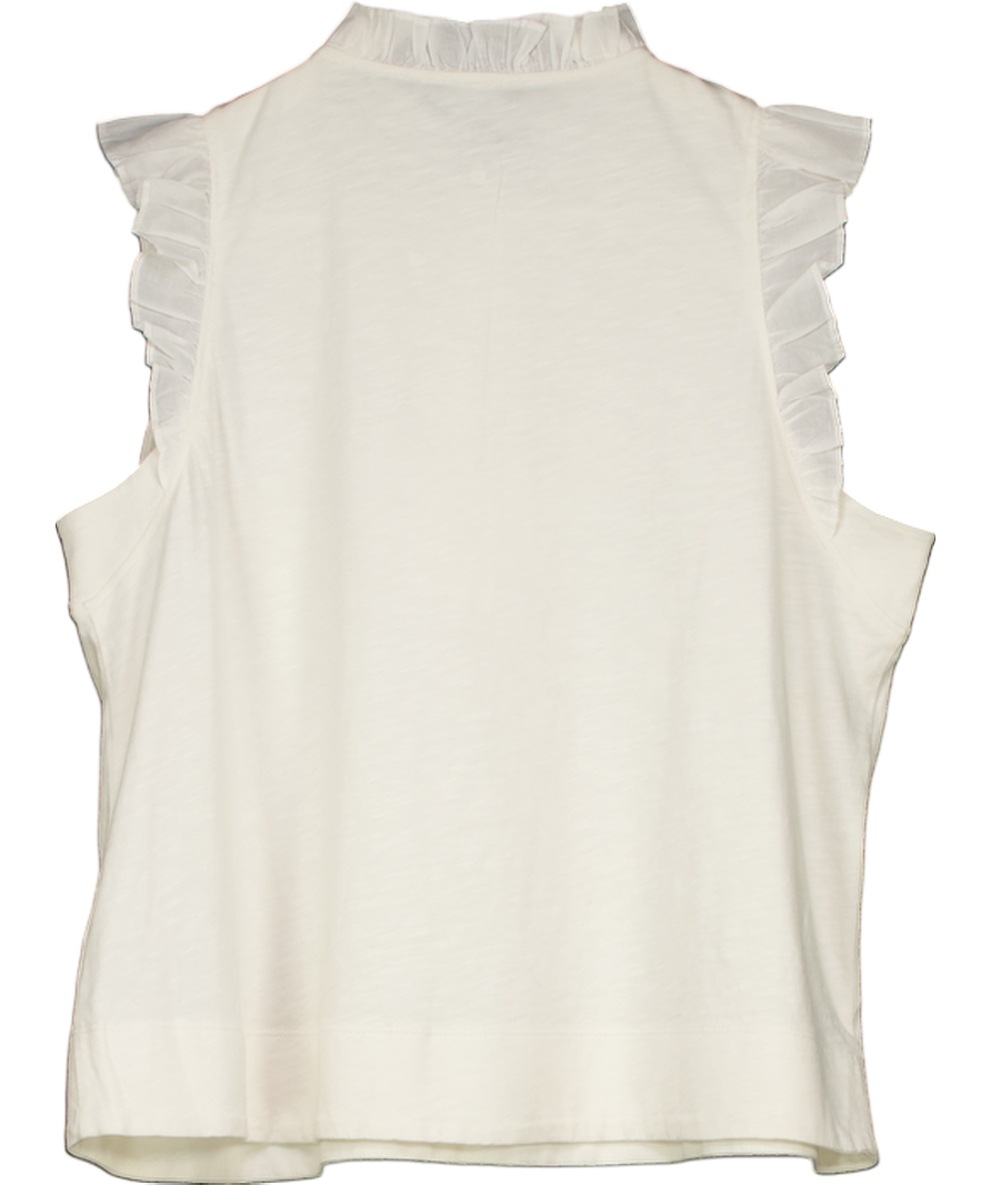 ME+EM Cream Mixed Media Frill Detail Swing T-shirt UK 12