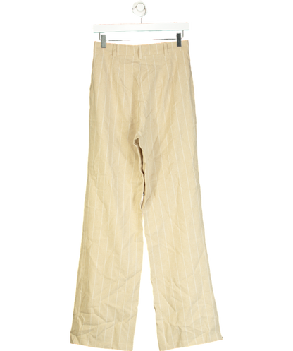 Urban Outfitters Beige Pinstripe Ama Wide Leg Trousers UK S