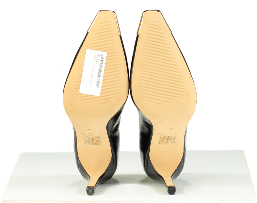 Kurt Geiger Black Patent Leather regent court heel with Gold Cap Toe EU 41 UK 8