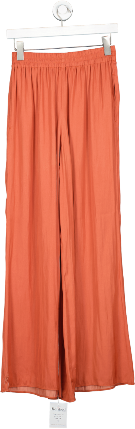 ZARA Orange Satin Midi Skirt UK XS