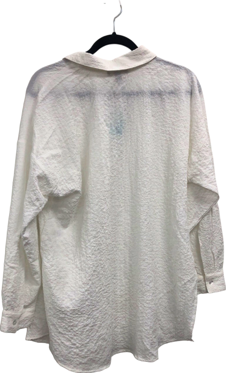 New Look White Textured Button-Up Shirt UK S