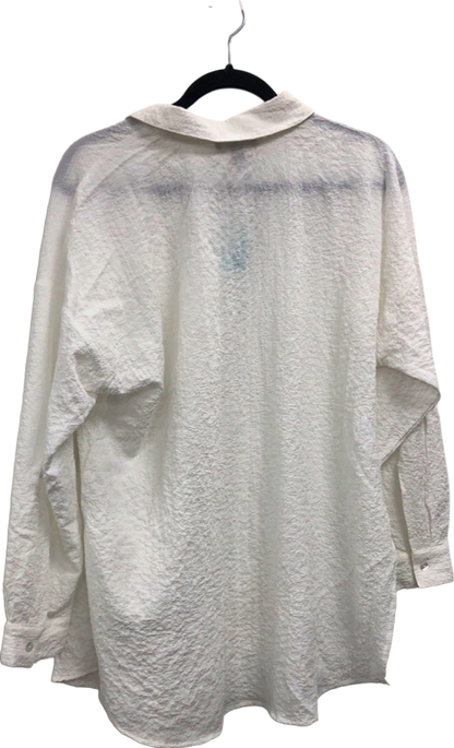 New Look White Textured Button-Up Shirt UK S