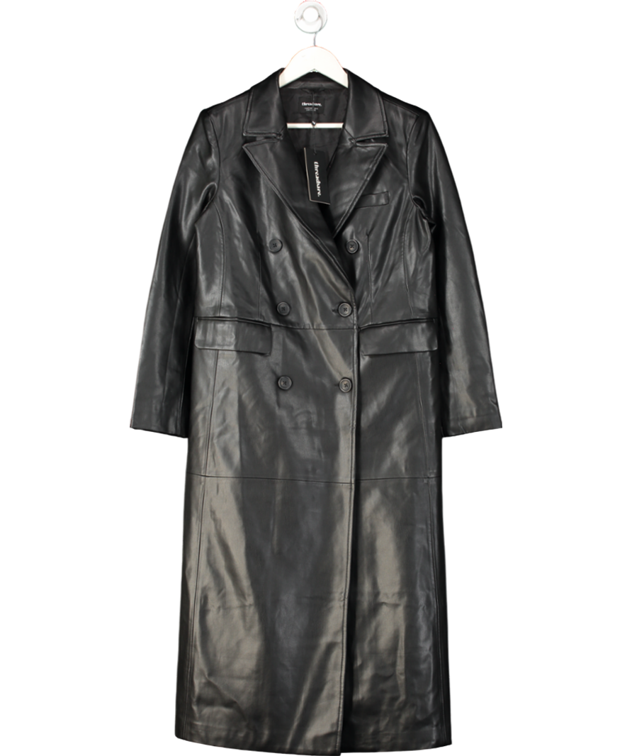 Threadbare Black Faux Leather Coat UK 10