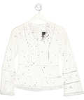 REISS White Enid Cotton Embroidered Shirt UK 4