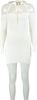 Third Form White Ribbed Knit Dress UK 6