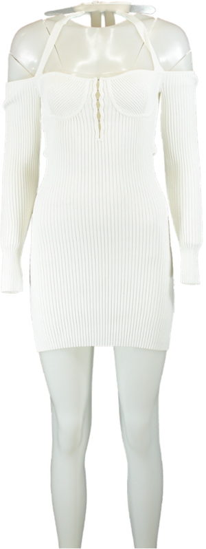 Third Form White Ribbed Knit Dress UK 6