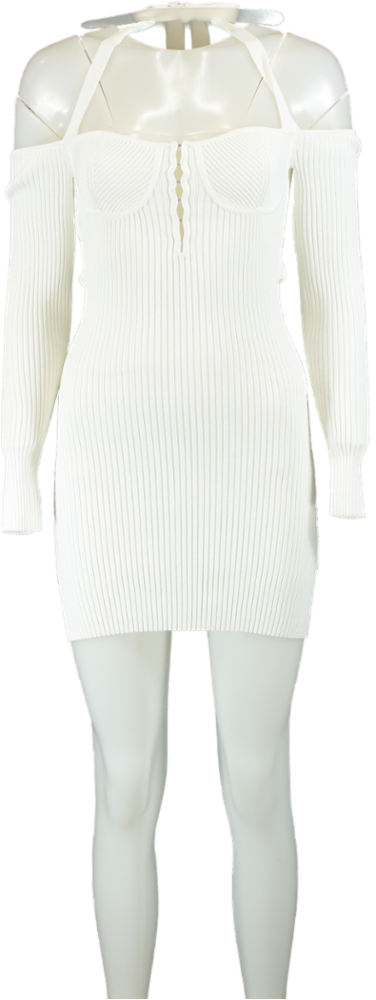 Third Form White Ribbed Knit Dress UK 6