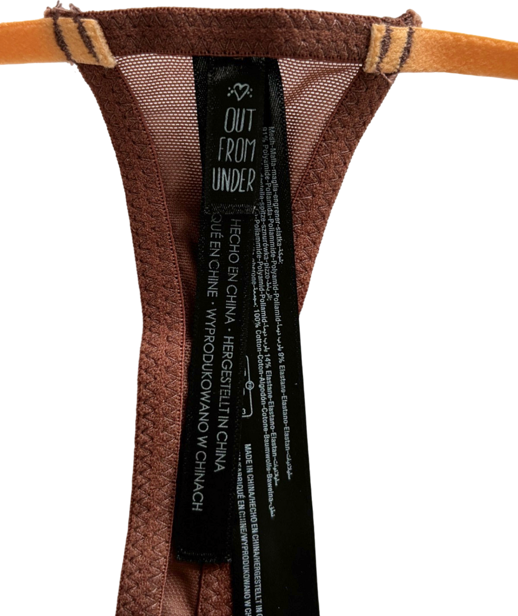 Out From Under Brown Lace Thong UK S