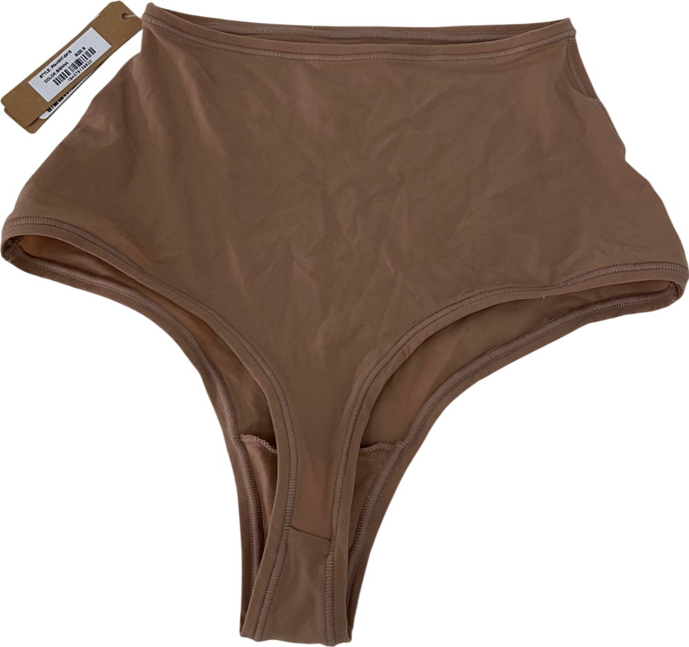 SKIMS Brown High Waisted Thong In Sienna UK S