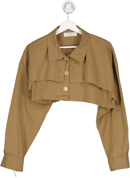 storets Brown Tiffany Cropped Trench Jacket UK S/M