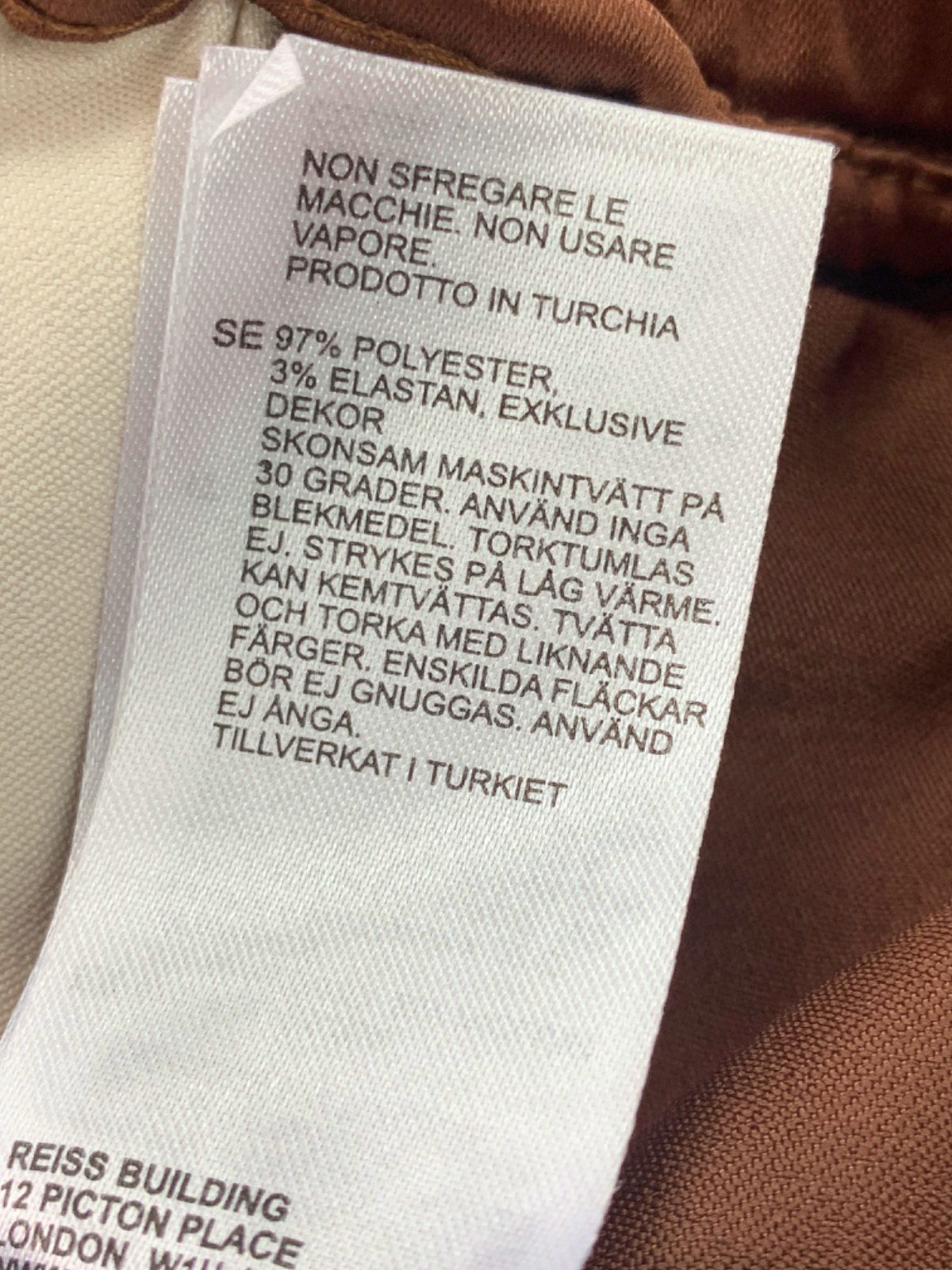 Reiss Tobacco Satin Drawstring Trousers W32