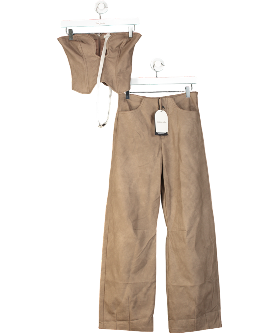 Mistress Rocks Brown Vegan Leather Balloon Trousers And Strapless Corset UK XS