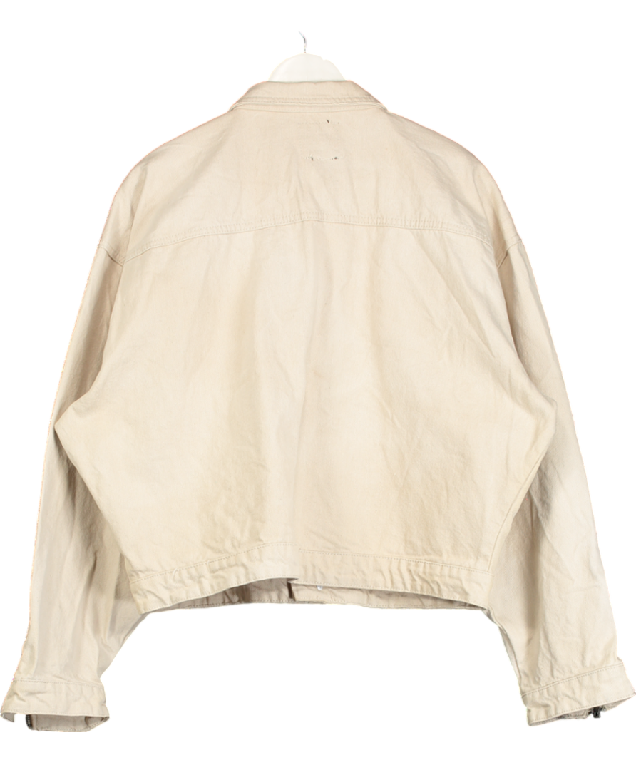 boohooMan Beige Denim Boxy Fit Jacket UK L