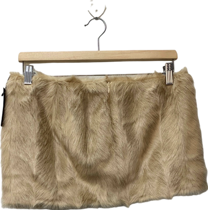 PLT Label Beige Faux Fur Mini Skirt UK 10