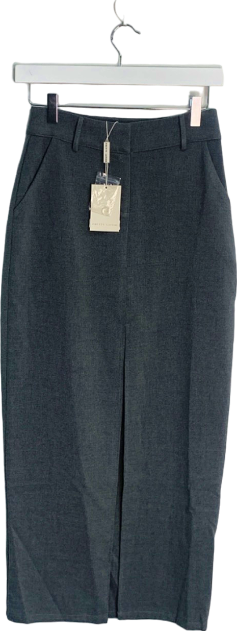 Pretty Lavish Grey Tailored Maxi Skirt UK 6