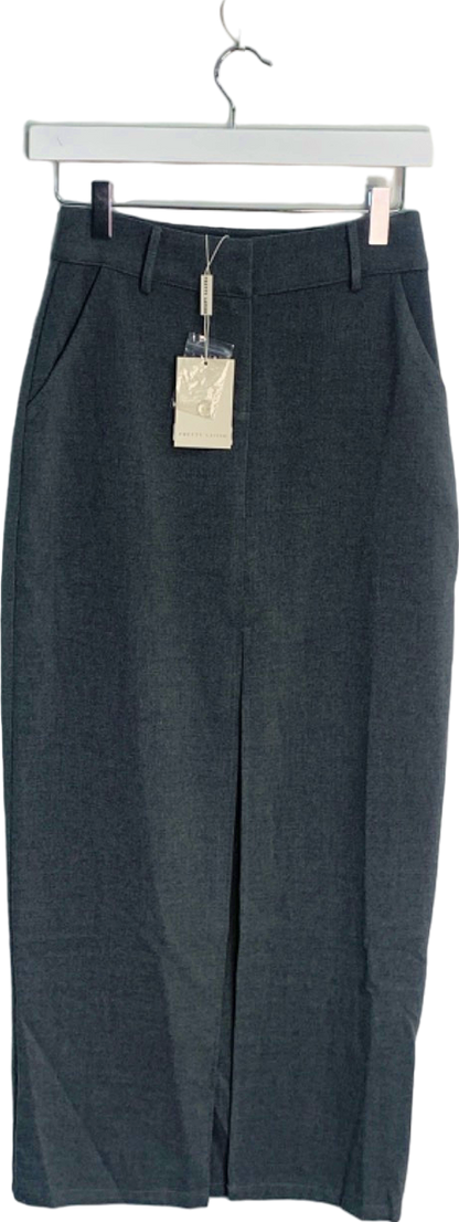 Pretty Lavish Grey Tailored Maxi Skirt UK 6