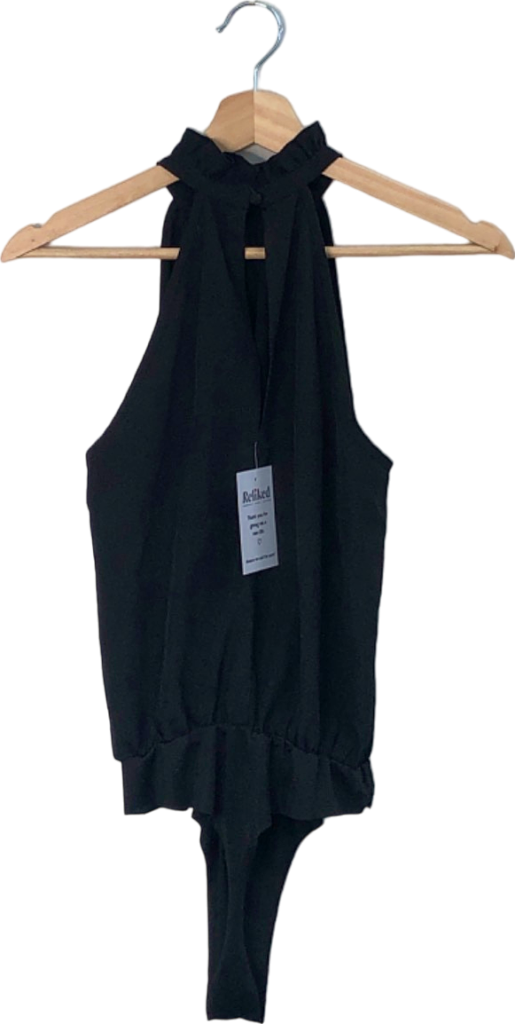 Missguided Black Sleeveless Halter Neck Bodysuit UK 6