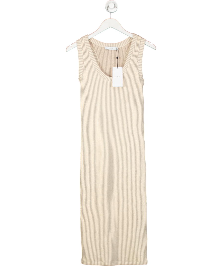 iro paris Beige Taupe Sleeveless Midi Dress UK S