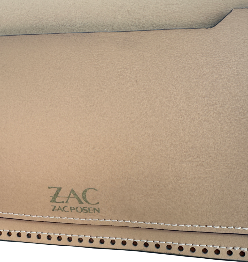 ZAC POSEN Beige Earthette Floral Appliqué Convertible Shoulder Bag