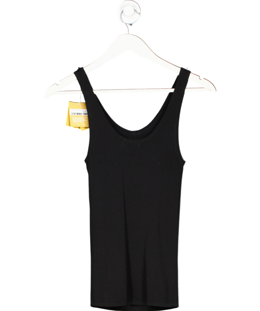 Sandro Black Scoop-neck Ribbed Cotton-blend Vest Top UK 8