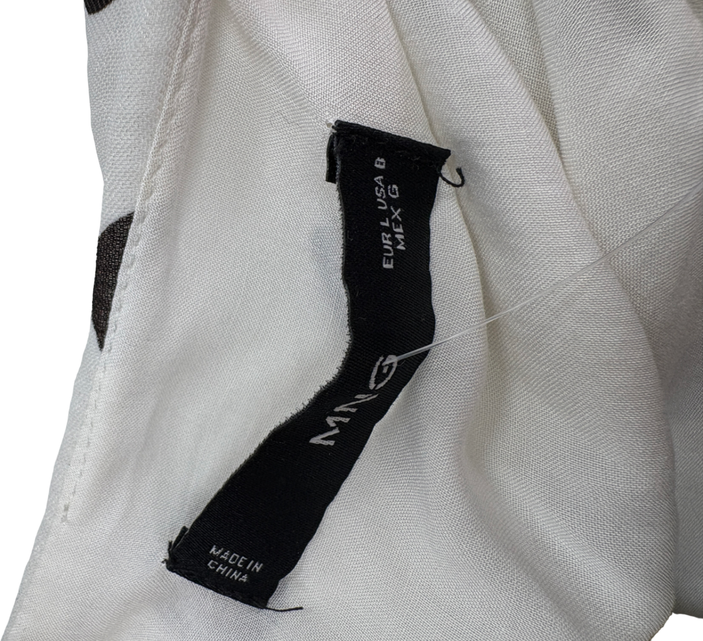 MANGO White Polka Dot Wrap Neck Blouse UK L