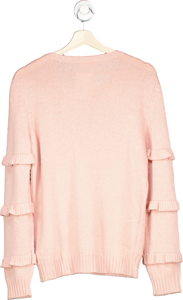 RED VALENTINO Pink Ruffled Long Sleeve Sweater XL