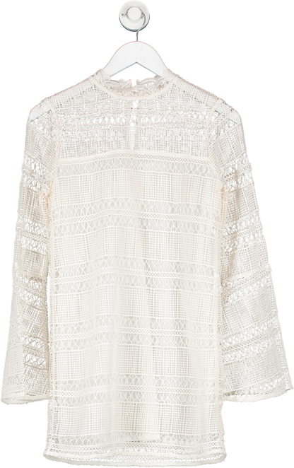 Tularosa Cream Lace Long Sleeve Mini Dress UK XS