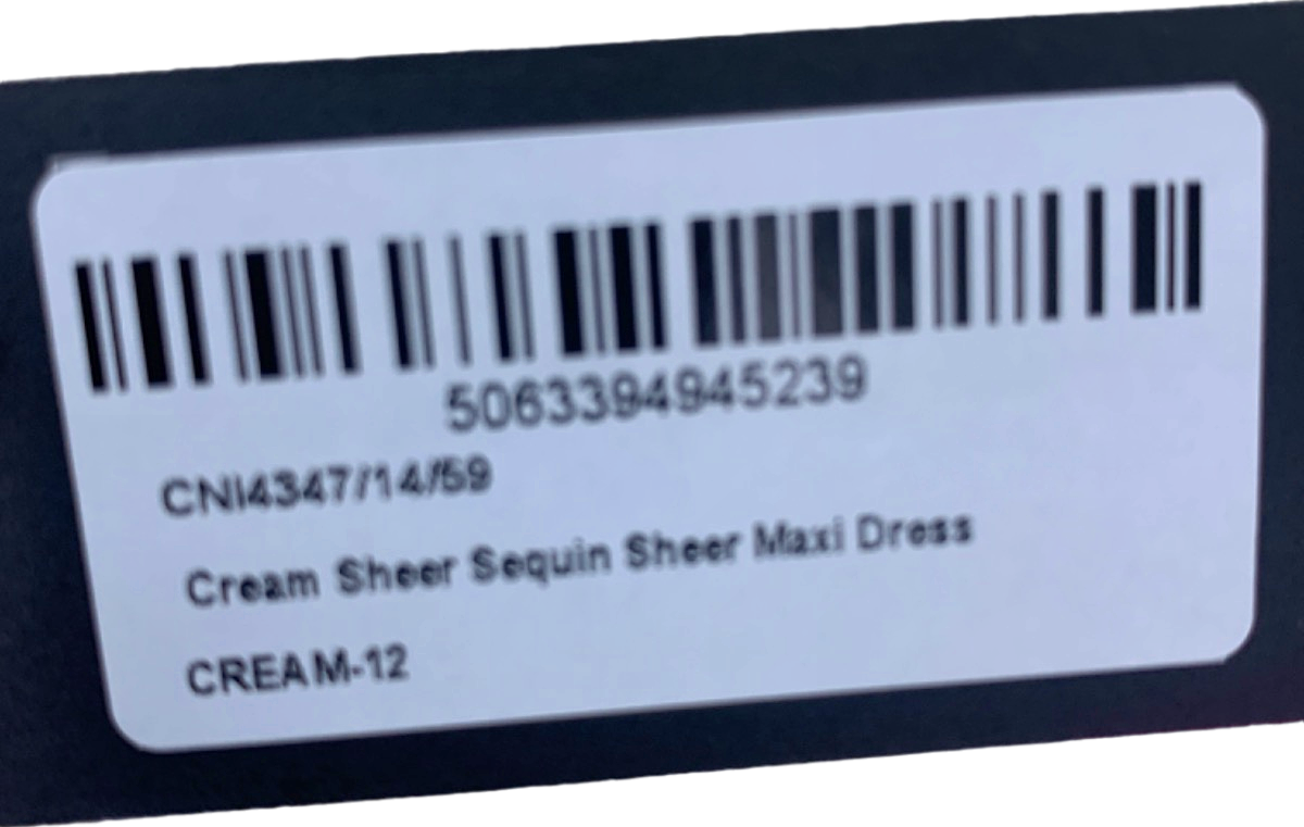 PrettyLittleThing Cream Sheer Sequin Maxi Dress UK 12